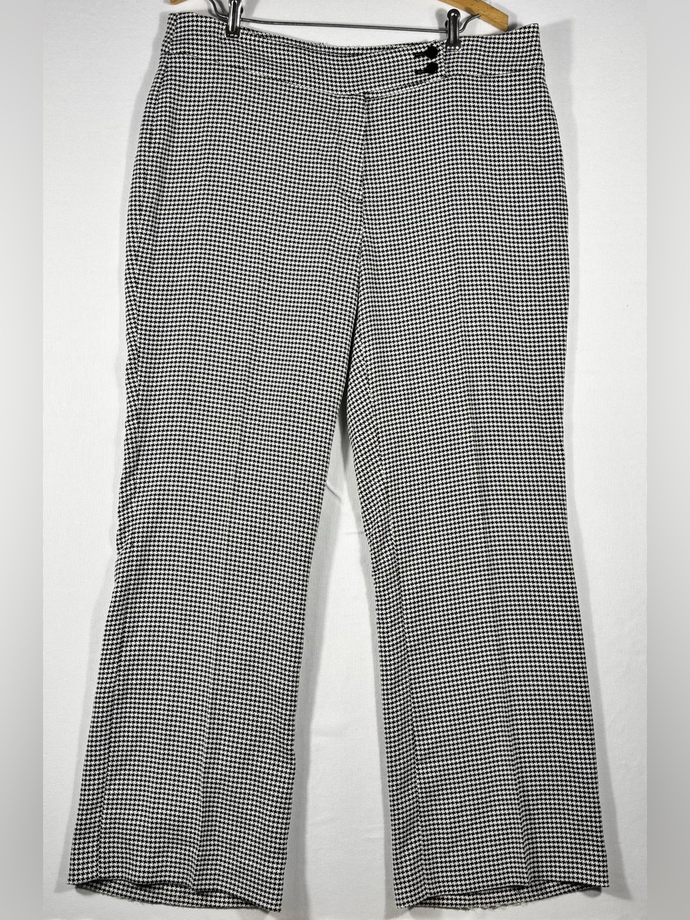 Margaret Frances Petite Women’s 14P Black & White Houndstooth Wide-Leg Pants